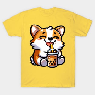 corgi drinking boba T-Shirt